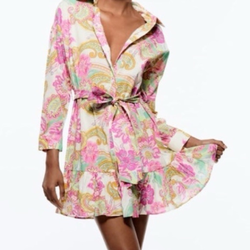 Zara Paisley Shirt Dress